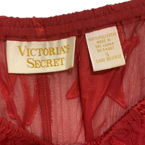 Victoria’s Secret Gold Label Sheer Wide Leg Pajama Pants Red Size Small - Picture 6 of 7